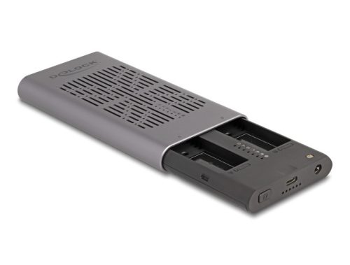 Delock Külső USB 20 Gbps ház 2 x M.2 NVMe PCIe SSD-hez USB Type-C  anyával és klón funkcióval