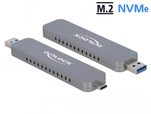 Delock Külső ház az M.2 NVME PCIe SSD-hez USB Type-C  - és A-típusú USB csatlakozóval apa