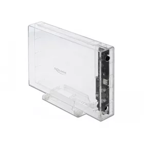   Delock Külső ház 3.5  SATA HDD-hez USB Type-C  anya csatlakozóval átlátszó - eszközmentes (DL-42623)