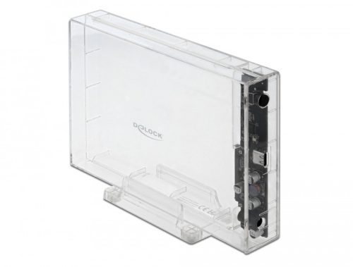 Delock Külső ház 3.5  SATA HDD-hez USB Type-C  anya csatlakozóval átlátszó - eszközmentes