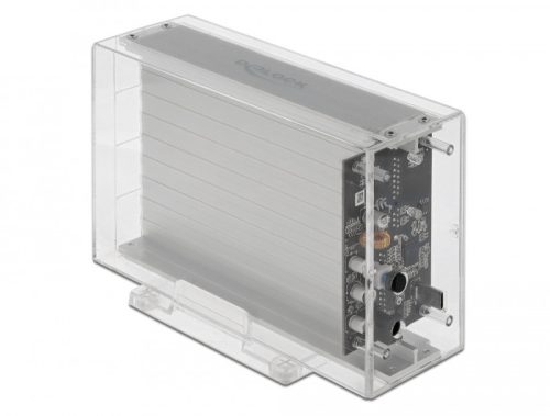Delock Külső kettős ház 2 db. 3.5  SATA HDD-hez USB Type-C  anya csatlakozóval átlátszó - eszközment