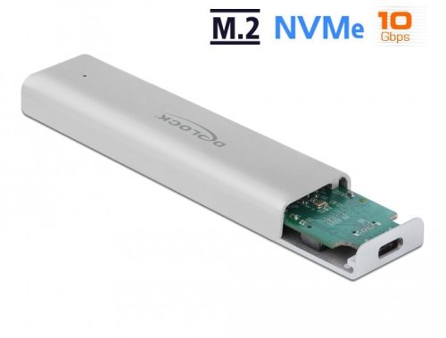 Delock M.2 NVMe PCIe SSD-hez kapcsolódó külso memória ház SuperSpeed USB 10 Gbps USB Type-C anya