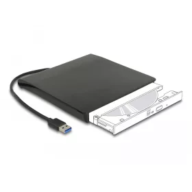   Delock Külső váz 12,7 mm magasságú, 5.25  Slim SATA meghajtókhoz SuperSpeed USB 5 Gbps A-típusú apa csatlakozóval (DL-42636)