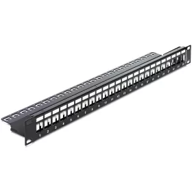   Delock 19"-s 24 portos Keystone patchpanel tehermentesítővel (DL-43277)