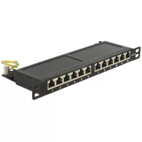   Delock 10  Patch Panel 12 portos Cat.6A 0.5 U fekete színű (DL-43312)