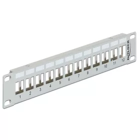   Delock 10  Keystone Patch Panel 12 portos fém, szürke színű (DL-43327)