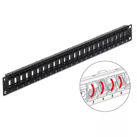   Delock 19" Keystone Patch Panel 24 portos, forgatható fekete (DL-43340)