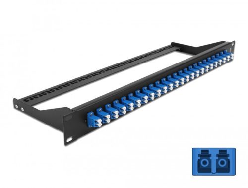 Delock 19  száloptikás csatlakozó panel 24 portos LC Duplex kék