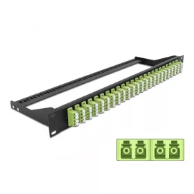   Delock 19  száloptikás csatlakozó panel 24 portos LC Quad citromzöld (DL-43404)