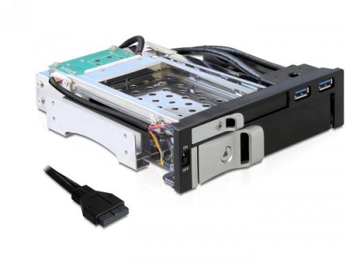 Delock 5.25 Mobil Rack 1 x 2.5 + 1 x 3.5 SATA HDD-hez + 2 x USB 3.0 port