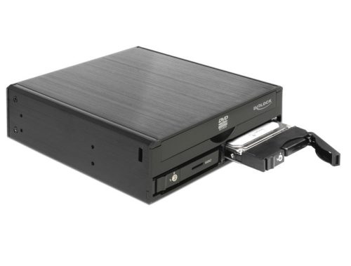 Delock 5.25  mobil beépítő keret 1 db. keskeny kivitelű 5.25  meghajtóhoz és 2 db. 2.5  SATA HDD vag