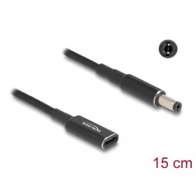   Delock Laptop töltőkábel adapterkábel USB Type-C anya - 5,5 x 2,1 mm apa 15 cm (DL-60039)