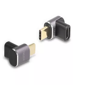   Delock USB Adapter 40 Gbps USB Type-C  PD 3.0 100 W csatlakozódugóval - csatlakozóhüvellyel, ívelt 8K 60 Hz fém kompakt (DL-60059)