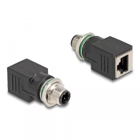   Delock M12 adapter D-kódolt 4 tűs apa - RJ45 anya egyenes (DL-60061)
