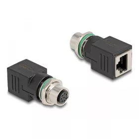   Delock M12 adapter A-kódolt 8 tűs anya - RJ45 anya egyenes (DL-60062)