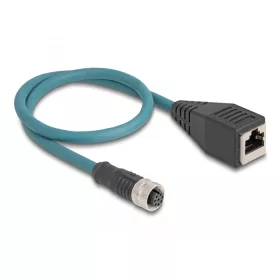   Delock M12 adapter kábel A-kódolt 8 tűs anya - RJ45 anya 50 cm (DL-60068)