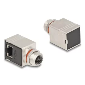   Delock M12 adapter X-kódú 8 tűs anya - RJ45 anya Cat.6A STP borított 90 -ban hajlított (DL-60088)