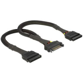   Delock SATA tápkábel 15 tűs anya > 2 x SATA 15 tűs apa 25 cm (DL-60135)