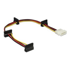   Delock Molex-tápkábel 4 tus csatlakozódugóval > 4 x 15 tus SATA-csatlakozóhüvely, 40 cm (DL-60142)