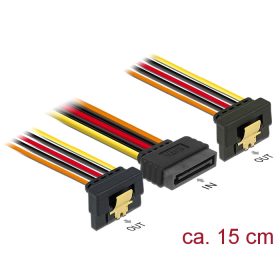   Delock 15 pin-es SATA kábel bemeneti zár funkcióval > 2 db 15 pin-es SATA tápcsatlakozó kimeneti 15 (DL-60145)