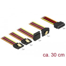   Delock 15 pin-es SATA kábel bemeneti zár funkcióval > 15 pin-es SATA tápcsatlakozó kimeneti 2 x egye (DL-60148)