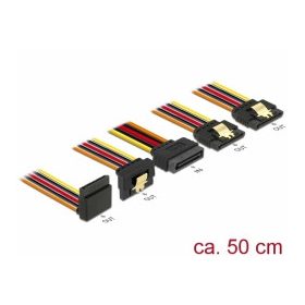   Delock 15 pin-es SATA kábel bemeneti zár funkcióval > 15 pin-es SATA tápcsatlakozó kimeneti 2 x egye (DL-60149)