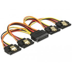   Delock 15 pin-es SATA kábel bemeneti > 15 pin-es SATA tápcsatlakozó kimeneti 4 x egyenes 15 cm (DL-60156)