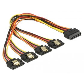   Delock 15 pin-es SATA kábel > 15 pin-es SATA tápcsatlakozó kimeneti 4 x egyenes 30 cm (DL-60157)