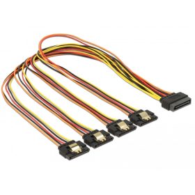   Delock 15 pin-es SATA kábel > 15 pin-es SATA tápcsatlakozó kimeneti 4 x egyenes 50 cm (DL-60158)