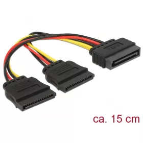   Delock kábel Power SATA 15 tűs > 2 x SATA HDD - egyenes (DL-60174)