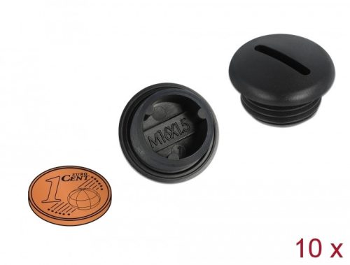 Delock M16 x 1,5 csavarmenetes záródugó, 10 db. fekete