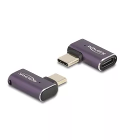   Delock USB Adapter 40 Gbps USB Type-C  PD 3.1 240 W csatlakozódugóval - csatlakozóhüvellyel, ívelt bal / jobb 8K 60 Hz fém (DL-60287)