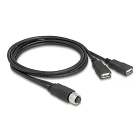   Delock M12 kábel A-kódú, 8 tűs anya- 2 x USB 2.0 A-típusú anya 1 m fekete (DL-60290)