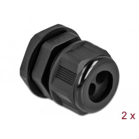   Delock Kábel tömszelence PG16 kerek kábelekhez, két kábel bemenettel 2 db. Fekete (DL-60369)
