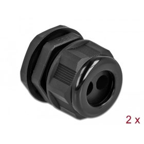   Delock Kábel tömszelence PG21 kerek kábelekhez, két kábel bemenettel 2 db. Fekete (DL-60371)