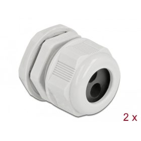   Delock Kábel tömszelence PG21 kerek kábelekhez, két kábel bemenettel 2 db. Szürke (DL-60372)