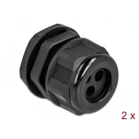   Delock Kábel tömszelence PG21 kerek kábelekhez, három kábel bemenettel 2 db. Fekete (DL-60377)