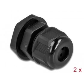   Delock Kábel tömszelence PG9 kerek kábelekhez, négy kábel bemenettel 2 db. Fekete (DL-60379)