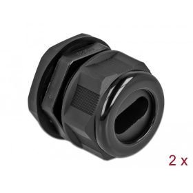   Delock Kábel tömszelence PG29 két kábelbemenettel 2 db. Fekete (DL-60389)