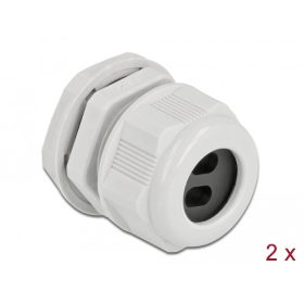   Delock Kábel tömszelence PG21 két kábelbemenettel lapos kábelekhez 2 db. Szürke (DL-60392)