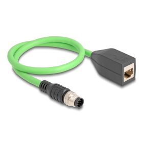   Delock Kábel M12 A kódolt 8 tűs apa - RJ45 anya PUR (TPU) 0,5 m (DL-60570)