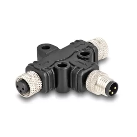  Delock M8 T-megosztó A-kódolt 3 tűs 1 x apa - 2 db. hüvely párhuzamos kapcsolással (DL-60575)