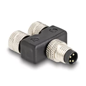   Delock M8 Y-megosztó A-kódolt 4 tűs 1 x apa - 2 db. hüvely párhuzamos kapcsolással (DL-60577)