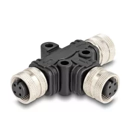   Delock M12 T-megosztó A-kódolt 4 tűs 1 x hüvely - 2 db. hüvely párhuzamos kapcsolással (DL-60579)