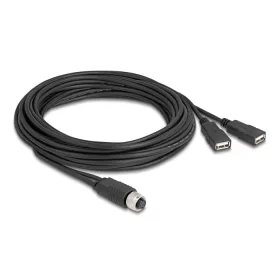   Delock M12 kábel A-kódú, 8 tűs anya- 2 x USB 2.0 A-típusú anya 5 m fekete (DL-60652)
