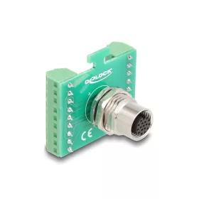   Delock M12 transzfer modul adapter 17 tűs A-kódú anya - 18 tűs sorkapocs installáláshoz (DL-60660)