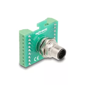  Delock M12 transzfer modul adapter 17 tűs A-kódú apa - 18 tűs sorkapocs installáláshoz (DL-60661)