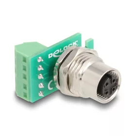   Delock M12 transzfer modul adapter 4 tűs A-kódú anya - 5 tűs sorkapocs installáláshoz (DL-60662)