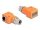 Delock M12 A-kódolt adapter 8 tűs anya - RJ45 anya Cat.5e beszerelő mélyedéssel, 90 -ban hajlított, narancssárga színű