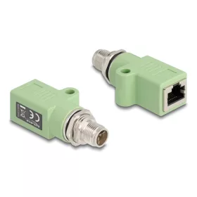  Delock M12 X-kódolt adapter 8 tűs apa - RJ45 anya Cat.5e beszerelő mélyedéssel egyenes, zöld színű (DL-60681)